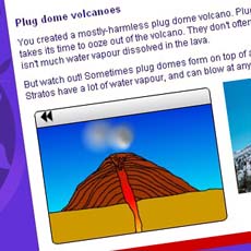 Screenshot showing a diagram of a plug dome volcano.