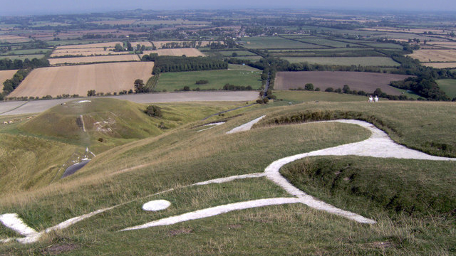 photograph of the uffington white horse and dragon hill