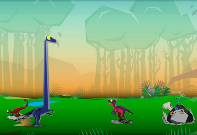 A screenshot showing some cartoon dinosaurs