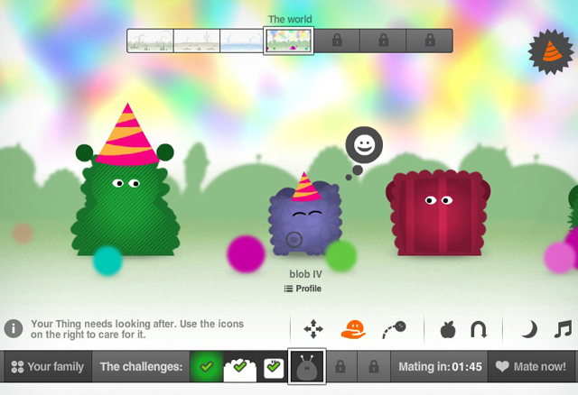 A screenshot showing some brightly coloured creatures