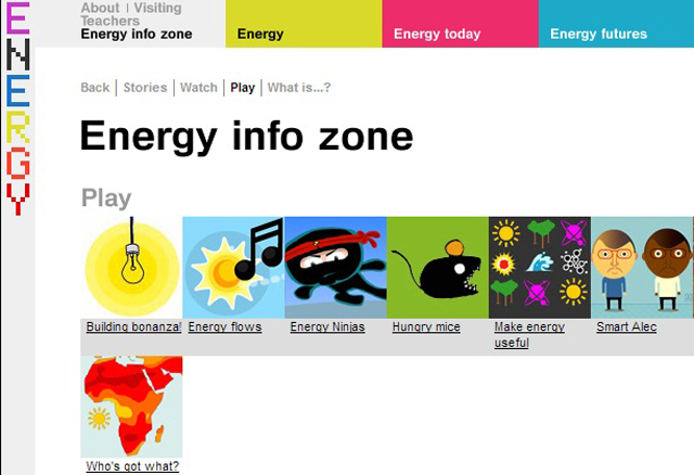 A screenshot showing the Science Museum's Energy Info page