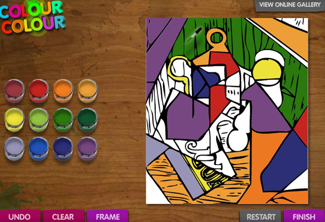A screenshot showing a painting and some paint colours