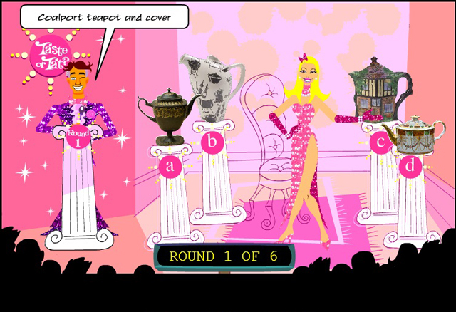 A screenshot showing a cartoon version of a game show