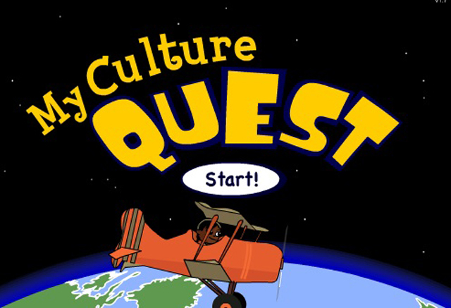 A screenshot showing he words "My Culture Quest" against a black background