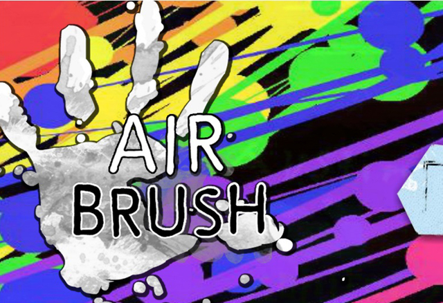 A screenshot showing a brightly coloured background with a title saying Airbrush