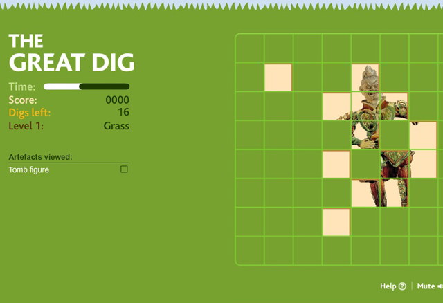 A screenshot showing a green background with a digging site