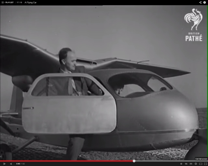 A screenshot showing a flying car